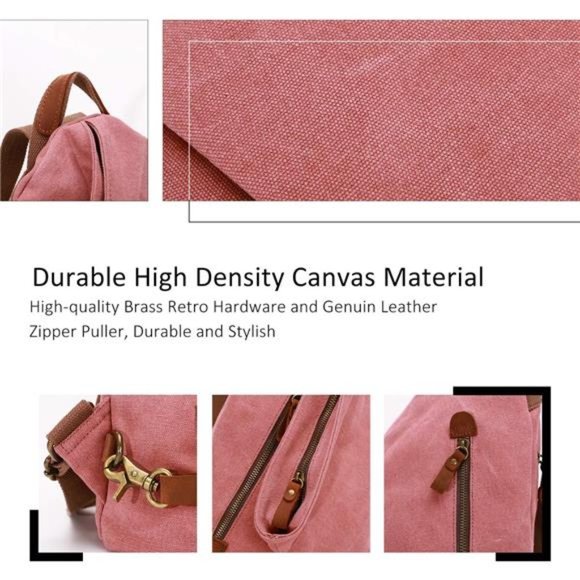 Canvas Vintage Backpack – Large Casual Daypack Outdoor Travel Rucksack Hiking - Picture 5 of 7